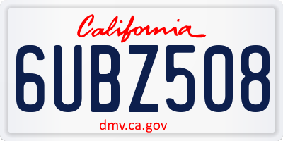CA license plate 6UBZ508