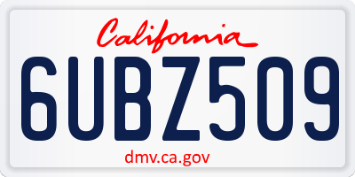 CA license plate 6UBZ509