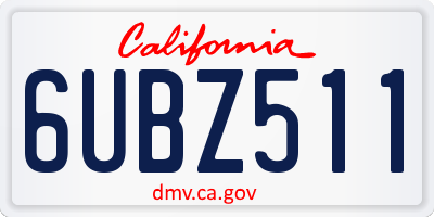 CA license plate 6UBZ511
