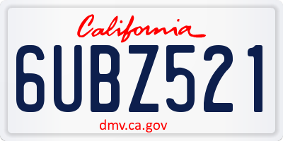CA license plate 6UBZ521