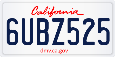 CA license plate 6UBZ525