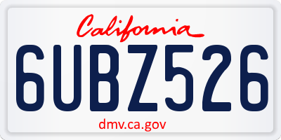 CA license plate 6UBZ526