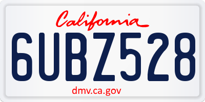 CA license plate 6UBZ528