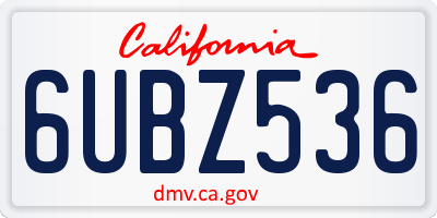 CA license plate 6UBZ536