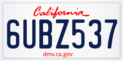 CA license plate 6UBZ537