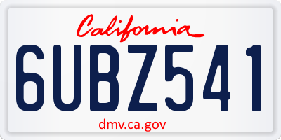 CA license plate 6UBZ541