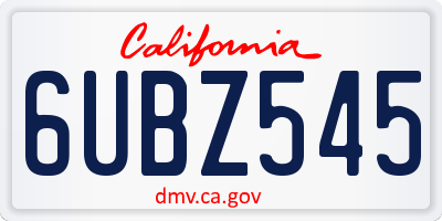 CA license plate 6UBZ545
