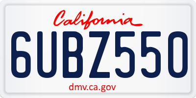 CA license plate 6UBZ550