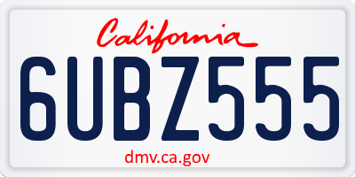 CA license plate 6UBZ555