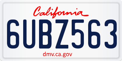 CA license plate 6UBZ563