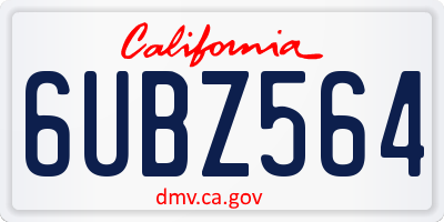 CA license plate 6UBZ564