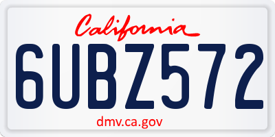 CA license plate 6UBZ572