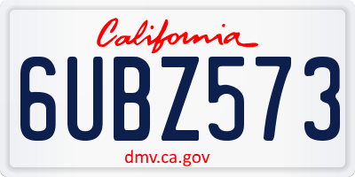 CA license plate 6UBZ573