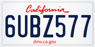 CA license plate 6UBZ577