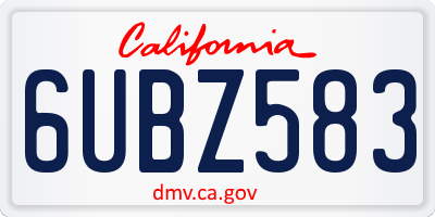 CA license plate 6UBZ583