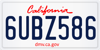 CA license plate 6UBZ586