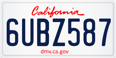 CA license plate 6UBZ587