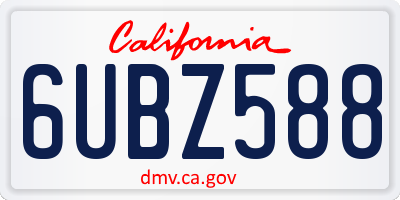 CA license plate 6UBZ588