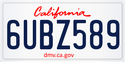 CA license plate 6UBZ589