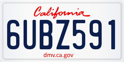 CA license plate 6UBZ591