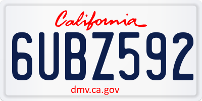 CA license plate 6UBZ592