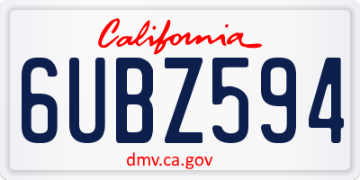 CA license plate 6UBZ594