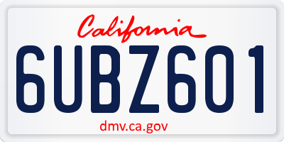 CA license plate 6UBZ601
