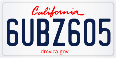 CA license plate 6UBZ605