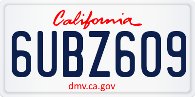 CA license plate 6UBZ609