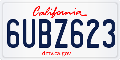 CA license plate 6UBZ623