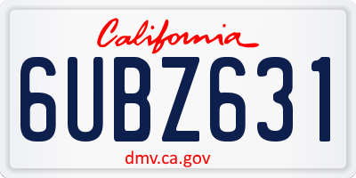 CA license plate 6UBZ631