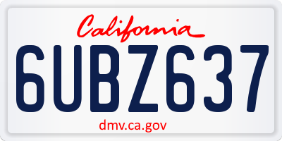 CA license plate 6UBZ637