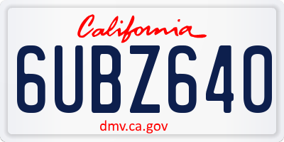 CA license plate 6UBZ640