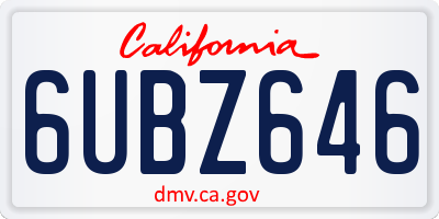CA license plate 6UBZ646