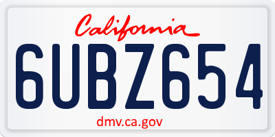 CA license plate 6UBZ654