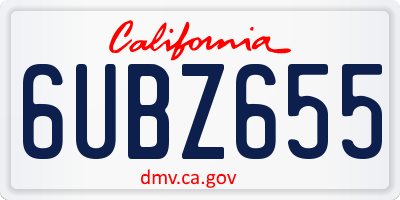CA license plate 6UBZ655