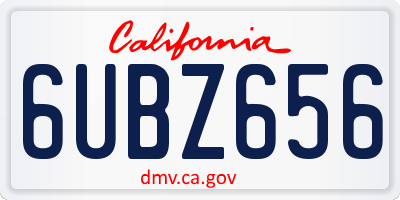 CA license plate 6UBZ656