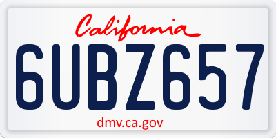 CA license plate 6UBZ657