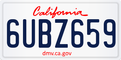 CA license plate 6UBZ659