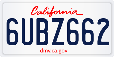 CA license plate 6UBZ662