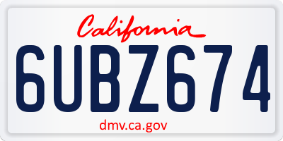 CA license plate 6UBZ674