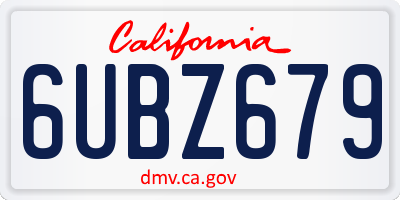 CA license plate 6UBZ679
