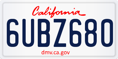 CA license plate 6UBZ680
