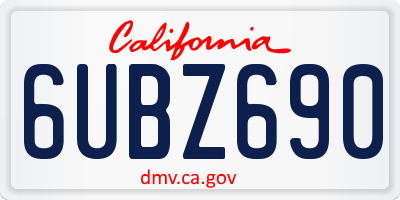 CA license plate 6UBZ690