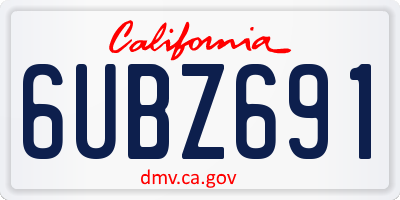 CA license plate 6UBZ691