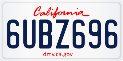 CA license plate 6UBZ696