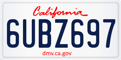 CA license plate 6UBZ697