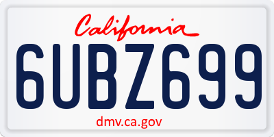 CA license plate 6UBZ699