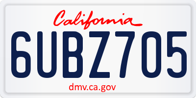 CA license plate 6UBZ705
