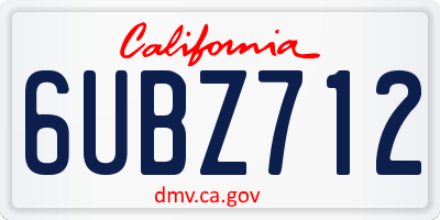 CA license plate 6UBZ712